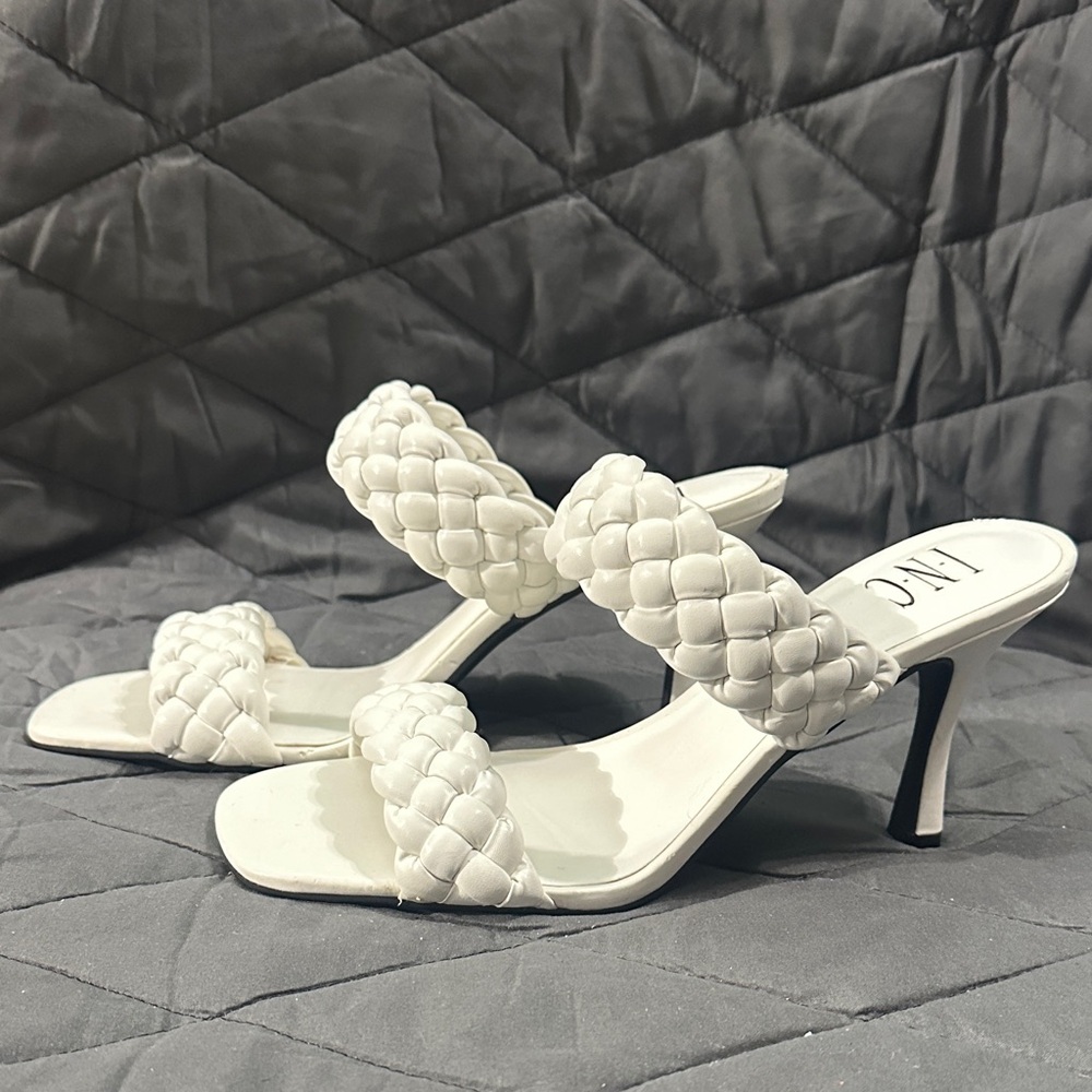 INC International Concepts Lyra White Braided Heels